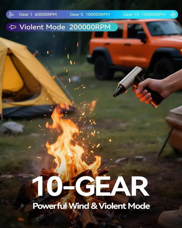 Alt view image 3 of 6 - 2025 Upgraded Compressed Air Duster,11-Gear Speed Mini Blower with Aluminum Alloy, Cordless Dust Blower for Computer, Keyboard