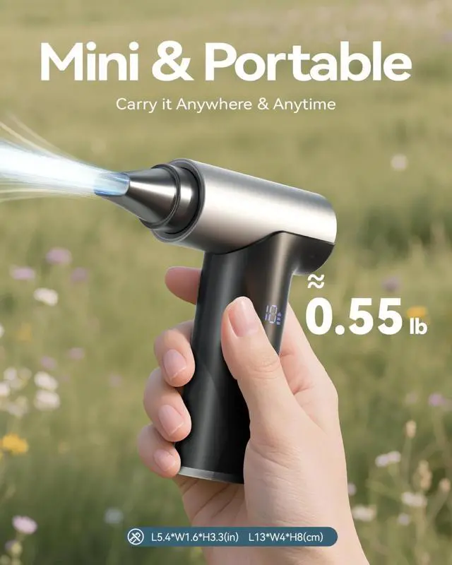 Alt view image 5 of 6 - 2025 Upgraded Compressed Air Duster,11-Gear Speed Mini Blower with Aluminum Alloy, Cordless Dust Blower for Computer, Keyboard