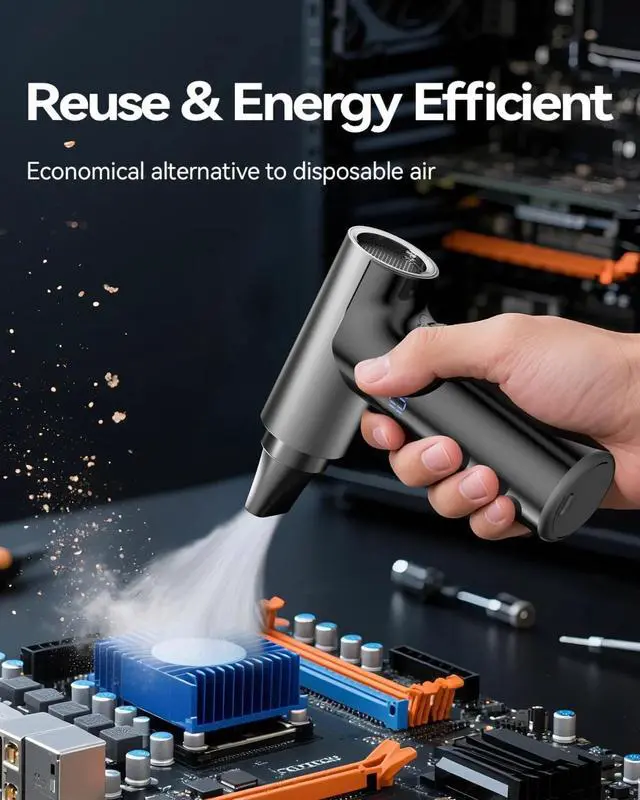 Alt view image 6 of 6 - 2025 Upgraded Compressed Air Duster,11-Gear Speed Mini Blower with Aluminum Alloy, Cordless Dust Blower for Computer, Keyboard