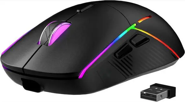 Main image of Tri-Mode 2.4G/USB-C/Bluetooth 5.3 Gaming Mouse Wireless, RGB Programmable Mouse Gamer, 75Hrs Battery Life, Rechargeable - Black