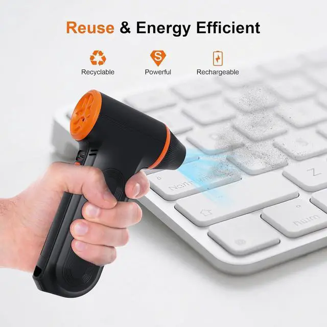 Alt view image 3 of 4 - Compressed Air Duster-3-Gear Adjustable Mini Blower with Fast Charging, Dust Blower for Computer, Keyboard, House, Outdoor and Car