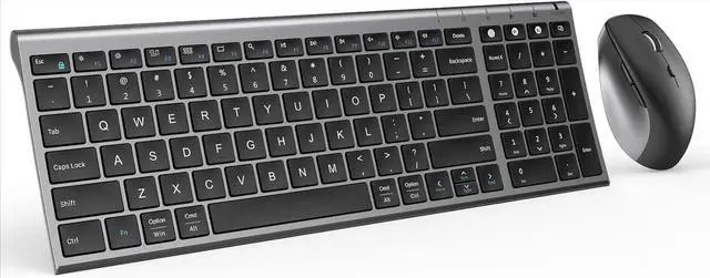 Main image of Bluetooth Keyboard and Mouse Combo, USB+Dual BT Multi-Device, Rechargeable Wireless Keyboard Mouse, Combo Compatible - Black Grey