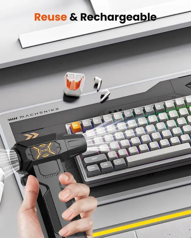 Alt view image 3 of 6 - Electric Air Duster -Super High-Speed Air Blower, Replace Compressed Air Cans,Keyboard and PC Clean