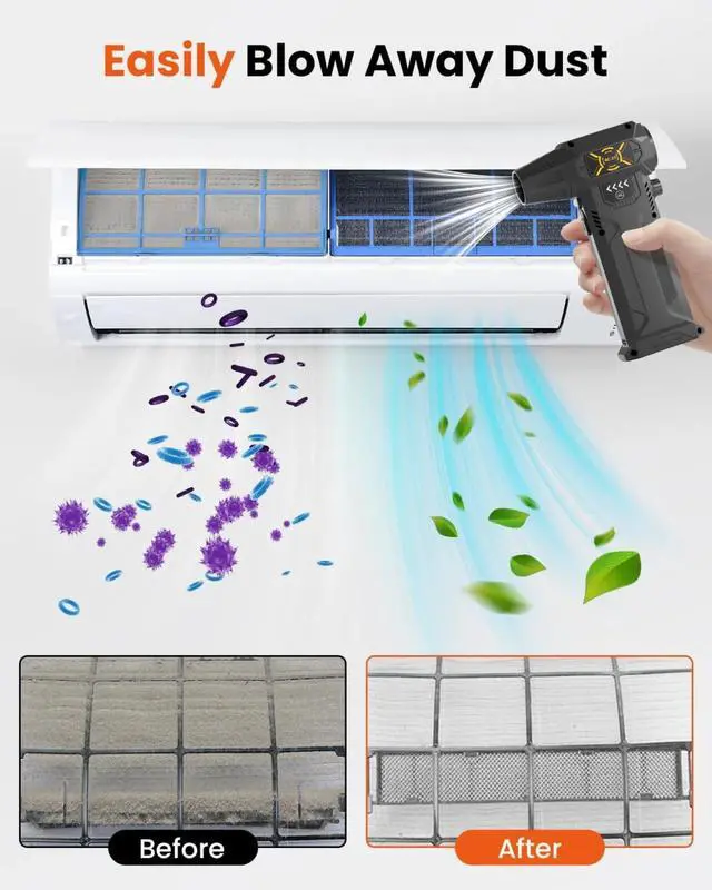 Alt view image 4 of 6 - Electric Air Duster -Super High-Speed Air Blower, Replace Compressed Air Cans,Keyboard and PC Clean