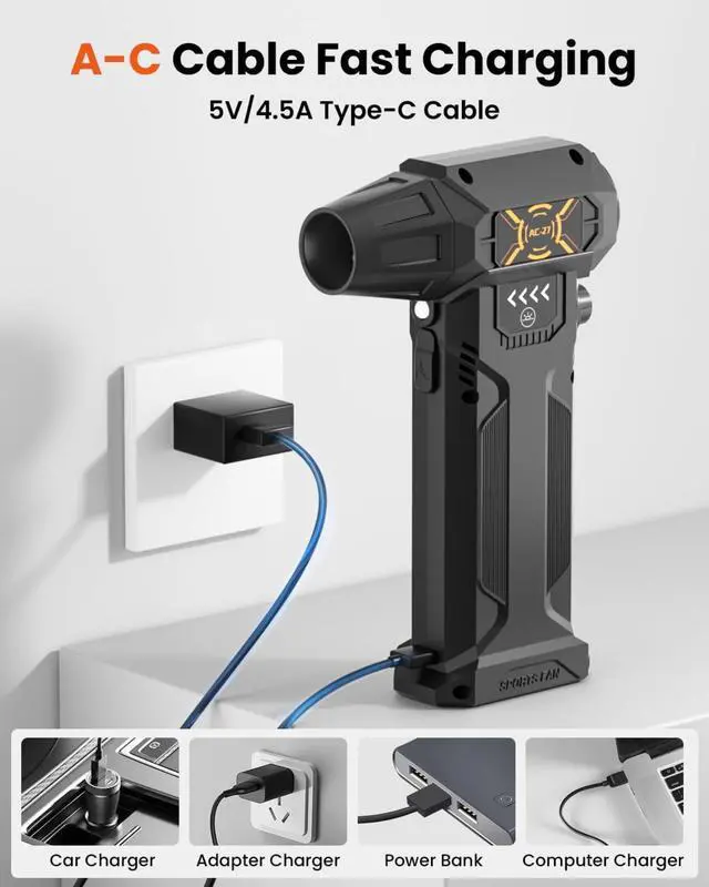 Alt view image 6 of 6 - Electric Air Duster -Super High-Speed Air Blower, Replace Compressed Air Cans,Keyboard and PC Clean