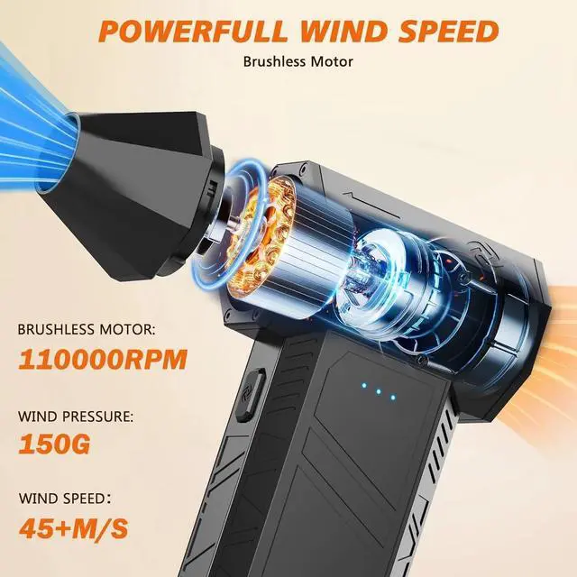 Alt view image 2 of 4 - X3mini Electric Air Duster-110000RPM Super Power Cordless Air Duster, 3-Gear Adjustable Mini Blower with Fast Charging