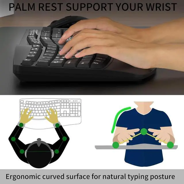 Alt view image 6 of 6 - Wireless Keyboard and Mouse Combo,2.4G Full Size Wave Keys Ergonomic Keyboard with Wrist Rest for Natural Typing (Black)