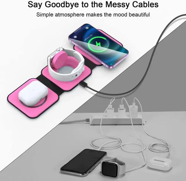 Alt view image 4 of 6 - Wireless Charger 3 in 1,Magnetic Travel Wireless Charging Station Multple Devices,GaN 3 in 1 Charging Station