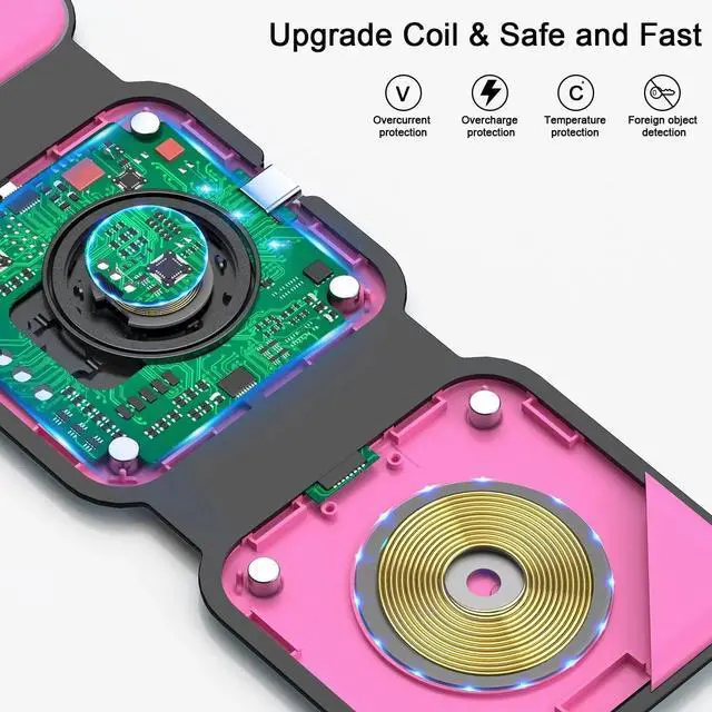 Alt view image 5 of 6 - Wireless Charger 3 in 1,Magnetic Travel Wireless Charging Station Multple Devices,GaN 3 in 1 Charging Station