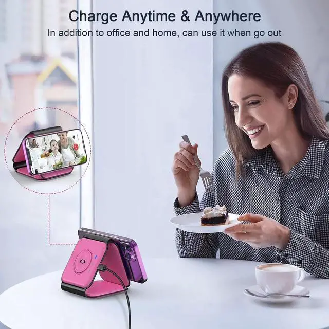 Alt view image 6 of 6 - Wireless Charger 3 in 1,Magnetic Travel Wireless Charging Station Multple Devices,GaN 3 in 1 Charging Station