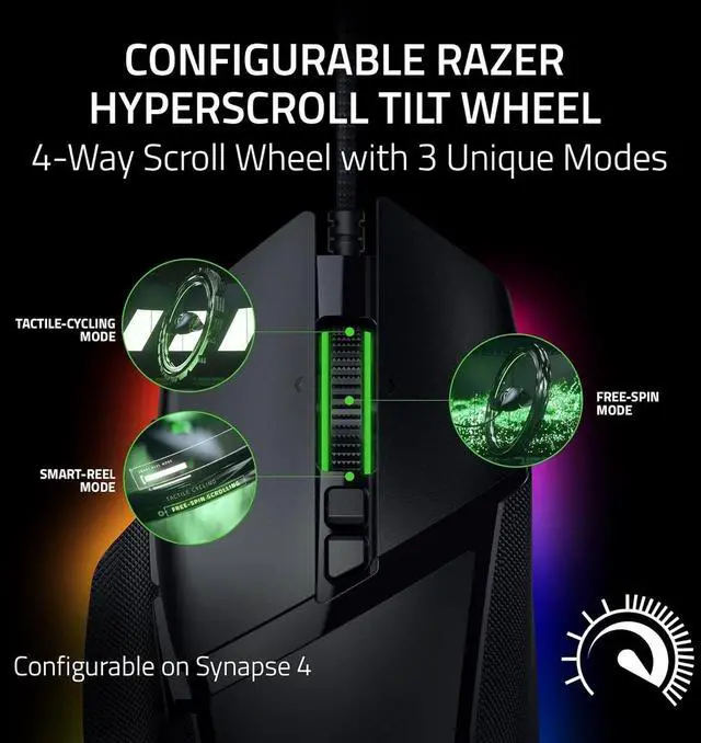 Alt view image 2 of 6 - V3 35K Wired Ergonomic Gaming Mouse : HyperScroll Tilt Wheel - 35K DPI Optical Sensor Gen 2-13 Customizable Controls