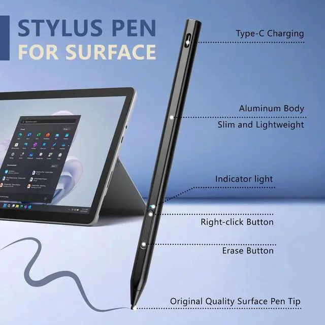 Alt view image 2 of 4 - Touchscreen Laptops,Genuine Digital Stylus Pen with 4096 Pressure Sensitivity and Palm Rejection,Black