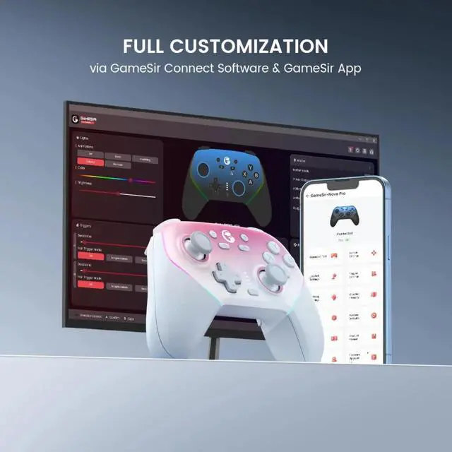 Alt view image 4 of 5 - Super Nova Wireless Gaming Controller for PC/Switch/Switch 2/iOS/Android, 1000Hz Polling Rate - Pink