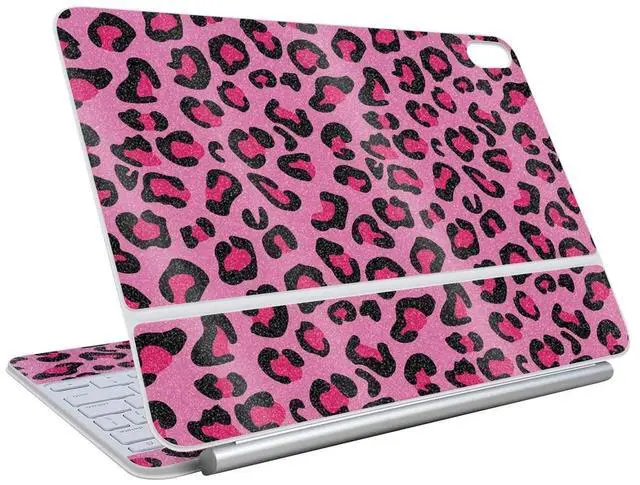Main image of Glossy Glitter Skin Compatible with Apple Magic Keyboard - Pink Leopard - Premium 3M Vinyl Protective Wrap Decal Cover