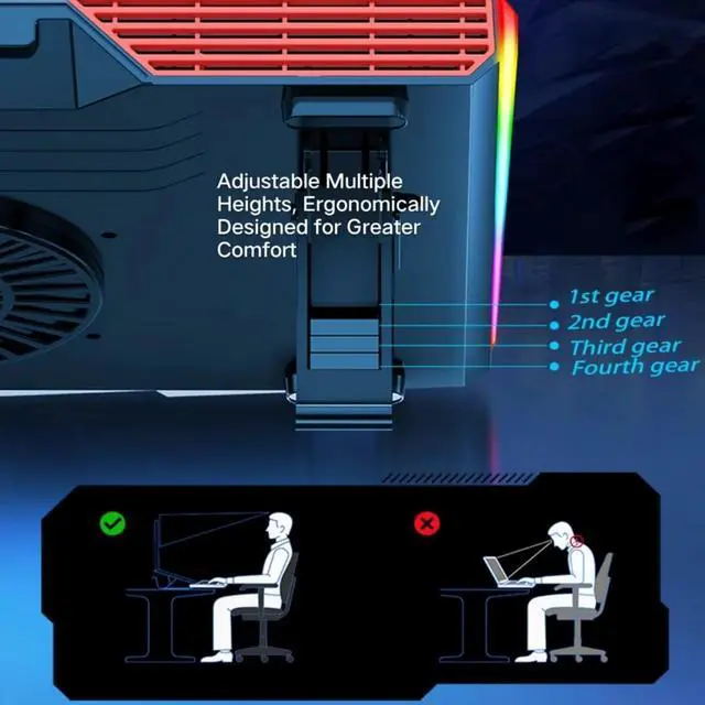 Alt view image 3 of 6 - Laptop Cooling Pads,It is a Heat Dissipation Monster with Powerful Turbo Fan Can Fast Cooling,RGB Light Mode