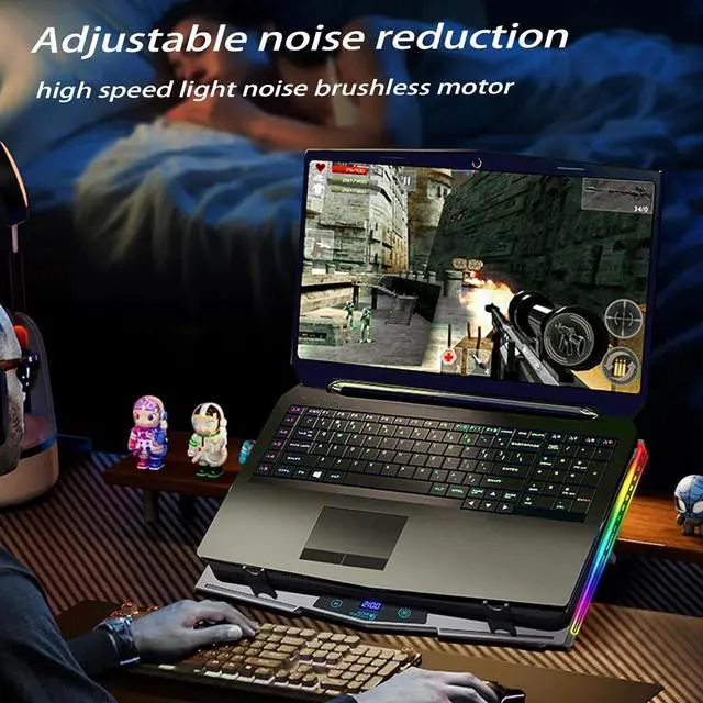 Alt view image 5 of 6 - Laptop Cooling Pads,It is a Heat Dissipation Monster with Powerful Turbo Fan Can Fast Cooling,RGB Light Mode