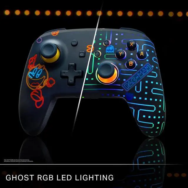 Alt view image 3 of 6 - Enhanced Wireless Controller for Nintendo Switch with Lumectra - PAC-MAN Neon Arcade, Gamepad