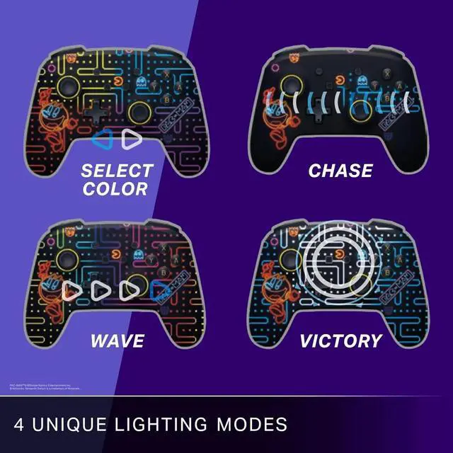 Alt view image 4 of 6 - Enhanced Wireless Controller for Nintendo Switch with Lumectra - PAC-MAN Neon Arcade, Gamepad