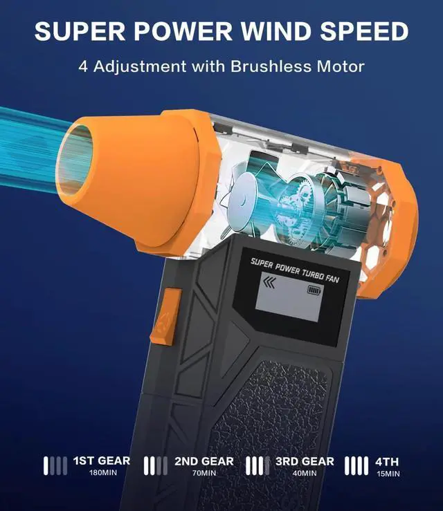 Alt view image 3 of 6 - Compressed Air Duster, 300000RPM Jet Fan Electric Air Blower, Cordless Rechargeable 8000mAh Mini Duster