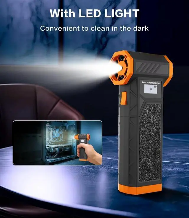 Alt view image 6 of 6 - Compressed Air Duster, 300000RPM Jet Fan Electric Air Blower, Cordless Rechargeable 8000mAh Mini Duster