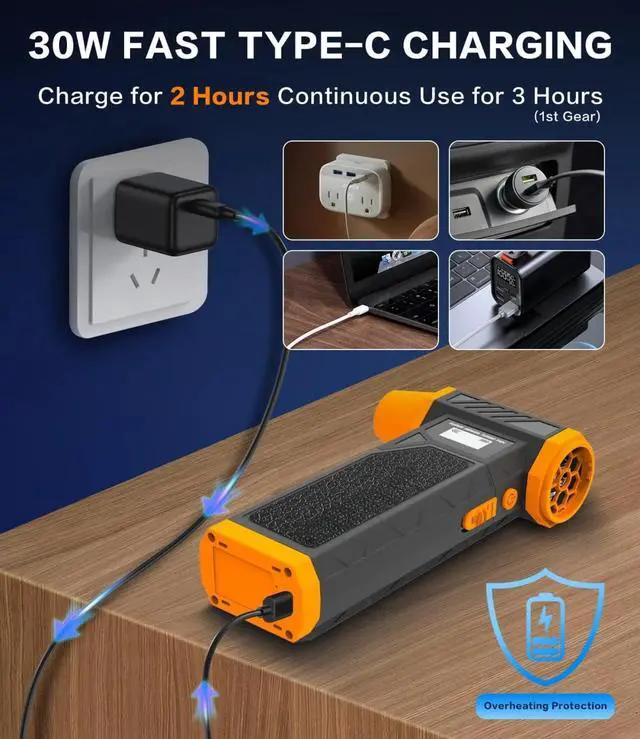 Alt view image 5 of 6 - Compressed Air Duster, 300000RPM Jet Fan Electric Air Blower, Cordless Rechargeable 8000mAh Mini Duster