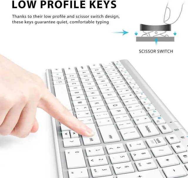 Alt view image 3 of 6 - Bluetooth Keyboard, Universal Bluetooth 5.1 Wireless Keyboard with Number Pad, Ergonomic Design