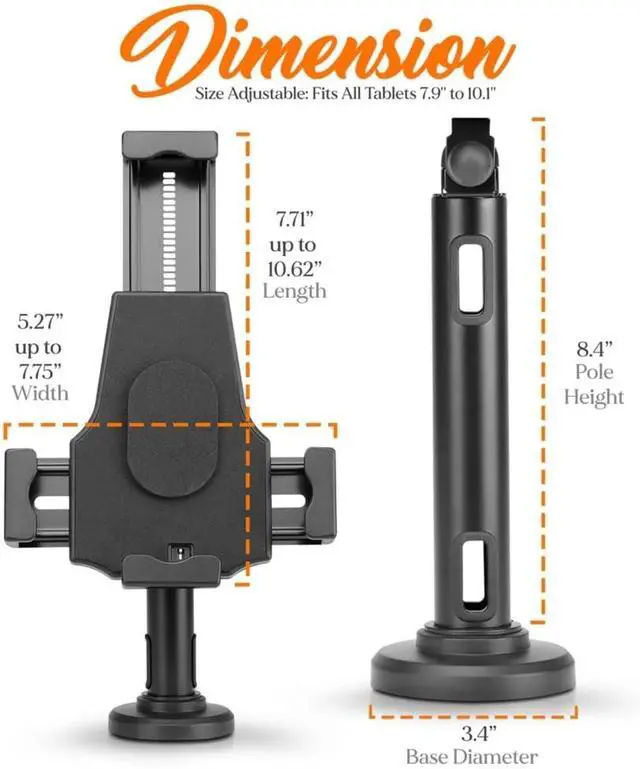 Alt view image 2 of 6 - Anti-Theft Tablet Security Stand Kiosk - Table Mount Desktop Tablet Case Holder W/ Lock, Adjustable Clamp Arm