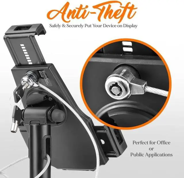 Alt view image 4 of 6 - Anti-Theft Tablet Security Stand Kiosk - Table Mount Desktop Tablet Case Holder W/ Lock, Adjustable Clamp Arm