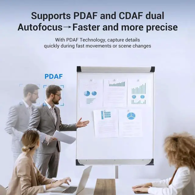 Alt view image 3 of 6 - 4K Webcam for PC, PDAF/CDAF Autofocus, 1080P@60FPS, 79° FOV, Auto Light Correction, 2 Noise Reduction Mics