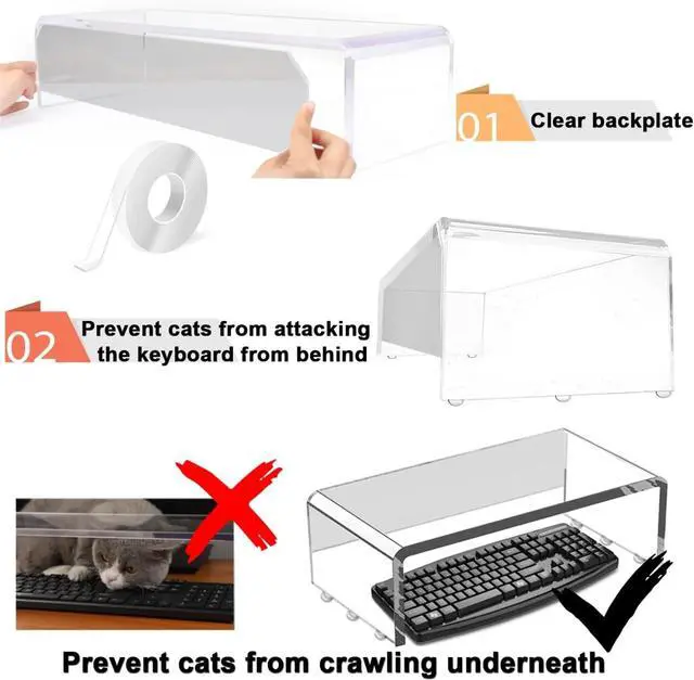 Alt view image 4 of 6 - Clear Acrylic Monitor Stand Riser 20" Laptop Keyboard Cover, Single Piece with Keyboard Protector