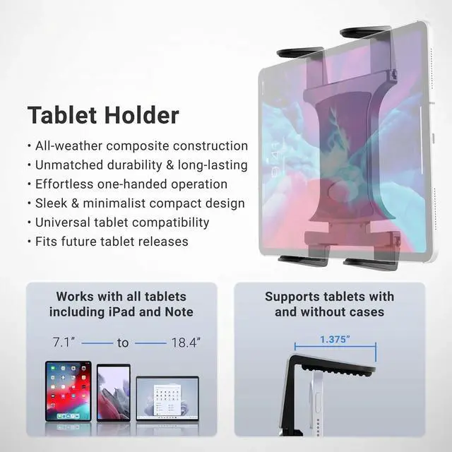 Alt view image 3 of 6 - Mounts - Tablet Holder with Clamp Mount | Corrosion-Resistant | Tablet Stand w/Sturdy Clamp | Security Knob Feature