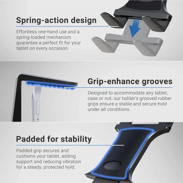 Alt view image 5 of 6 - Mounts - Tablet Holder with Clamp Mount | Corrosion-Resistant | Tablet Stand w/Sturdy Clamp | Security Knob Feature