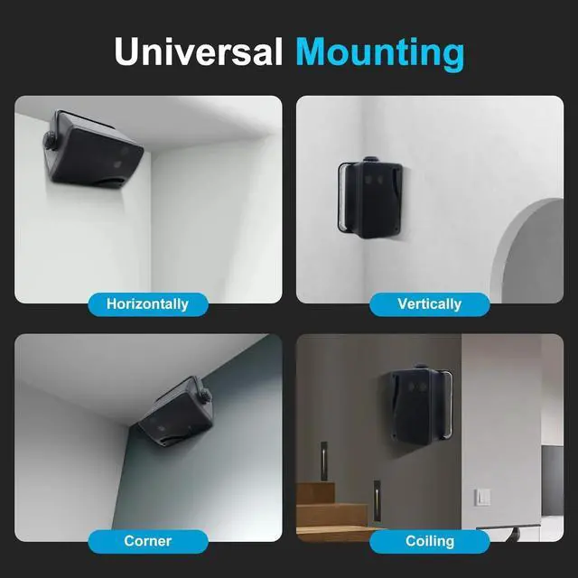 Alt view image 5 of 6 - Outdoor Speakers Wired Waterproof -3.5 Inch 3 Way 200W Surface Marine & Wall Mount SpeakersBlack