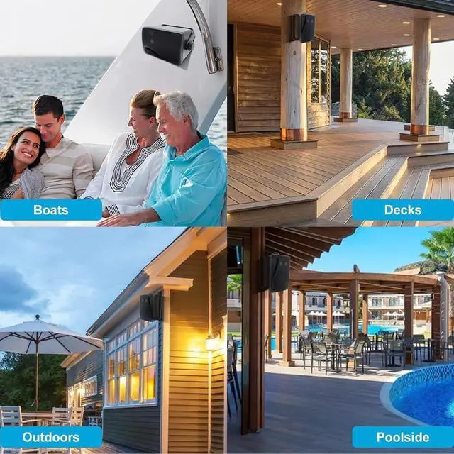 Alt view image 6 of 6 - Outdoor Speakers Wired Waterproof -3.5 Inch 3 Way 200W Surface Marine & Wall Mount SpeakersBlack