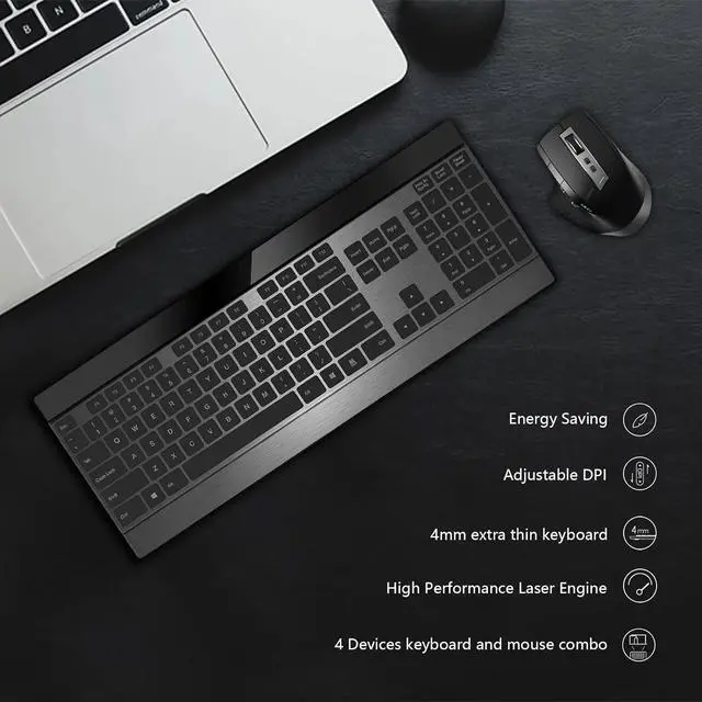 Alt view image 5 of 6 - Wireless Keyboard and Laser Mouse Combo,Multi Device (Bluetooth 4.0+3.0+2.4G) Keyboard and Mouse Set, for Windows/Android/Mac OS