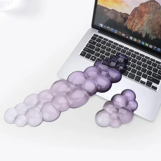 Alt view image 6 of 6 - Ergonomic Wrist Rest Set for Keyboard and Mouse, Cooling Gel Support (Purple)