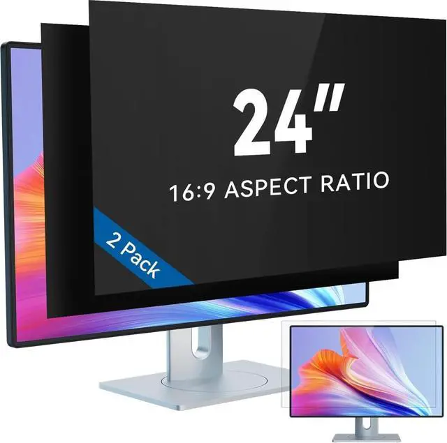 Main image of 24 Inch Computer Privacy Screen Filter for 16:9 Widescreen Monitor, Removable 24inch Anti Blue Light Glare Privacy Shield