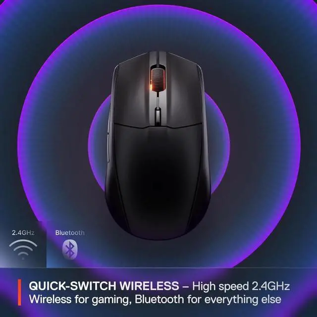 Alt view image 3 of 5 - Wireless Gaming Mouse  2.4GHz and Bluetooth  18000 DPI Air Optical Sensor  60 Million Click Durability  Black