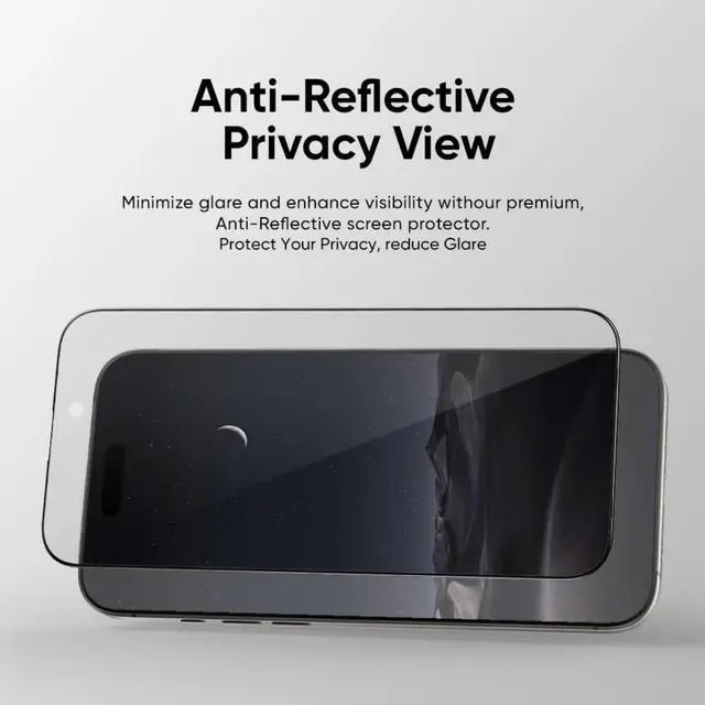 Alt view image 3 of 6 - Privacy Screen Protector for iPhone 16 Pro Max , 3D Edge-to-Edge, Anti-Spy Tempered Glass, Reinforced Edges