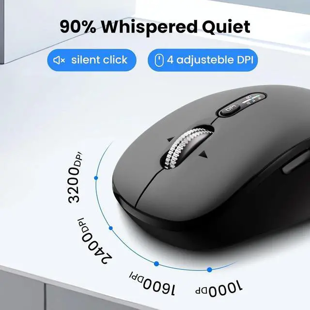 Alt view image 3 of 6 - Wireless Bluetooth Keyboard and Mouse Combo (USB + Dual BT), Multi-Device Slim Keyboard and Mouse Set Compatible