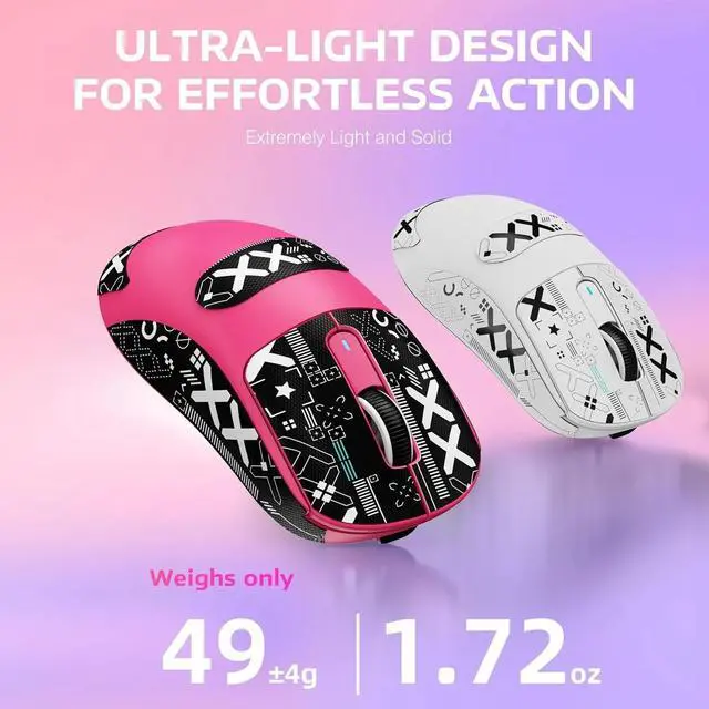 Alt view image 3 of 5 - Wireless Gaming Mouse, PAW3395 26K DPI Sensor,200h Battery Life, Buttons for PC/Mac/Win (Berry)