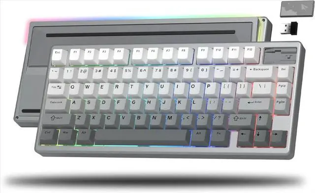 Main image of Wireless Keyboard Creamy Gaming CNC Aluminum, Tri-Mode Mechanical Key Board with 8000mAh RGB Backlit for Windows/Mac/PC (SK71 PRO-Grey)