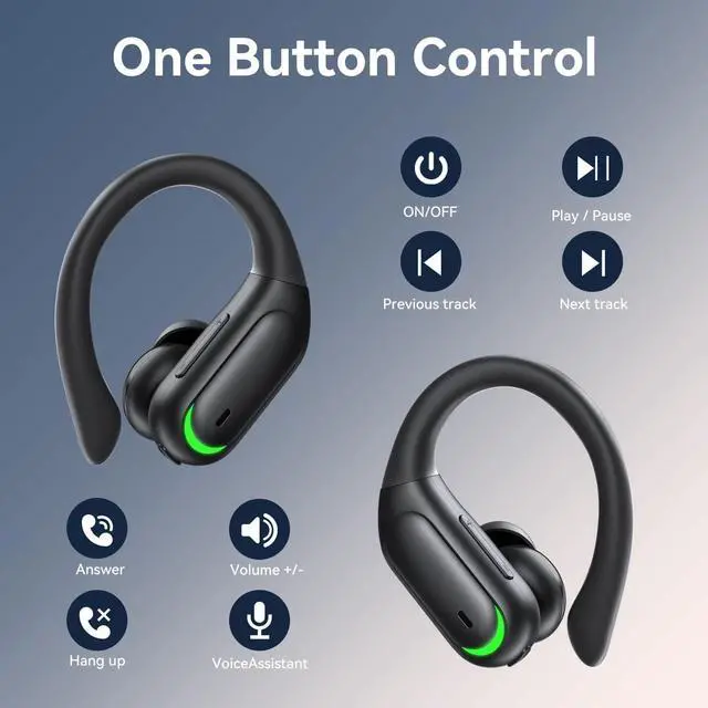 Alt view image 5 of 5 - Wireless Earbuds Bluetooth 5.4 Headphones, 96hrs Playtime, Wireless Charging Case LED Display, ENC Noise Cancelling, Waterproof(Deep Black)
