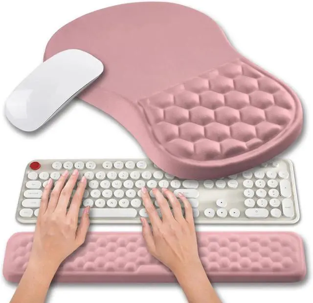 Alt view image 3 of 4 - 2 in 1 Ergonomic Mouse Pad Wrist Support & Wrist Rest for Computer Keyboard Set(2In1 Set, Pink)