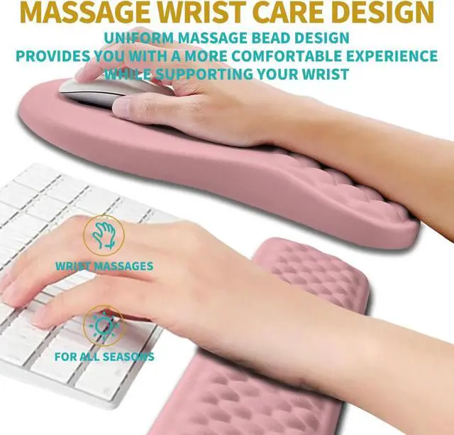 Alt view image 4 of 4 - 2 in 1 Ergonomic Mouse Pad Wrist Support & Wrist Rest for Computer Keyboard Set(2In1 Set, Pink)