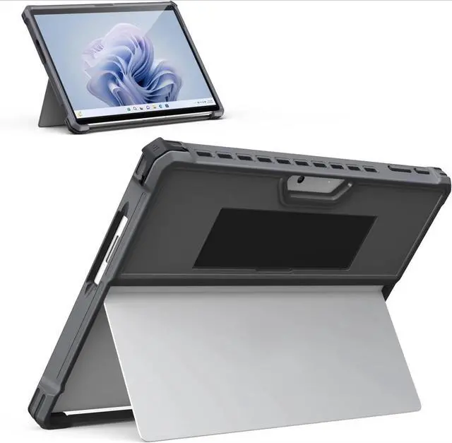 Main image of 13 Inch, All-in-One Protective Rugged Cover with Hand Strap, Compatible with Type Cover Keyboard, Dark Gray