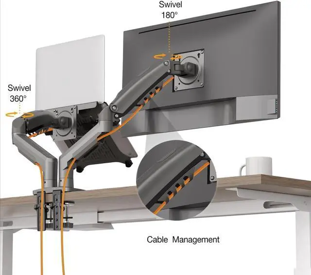 Alt view image 4 of 5 - Laptop Mount with Adjustable Tray for 10-17Notebook, VESA Plate Clamp-on Grommet Mounting F160-FP (Black)