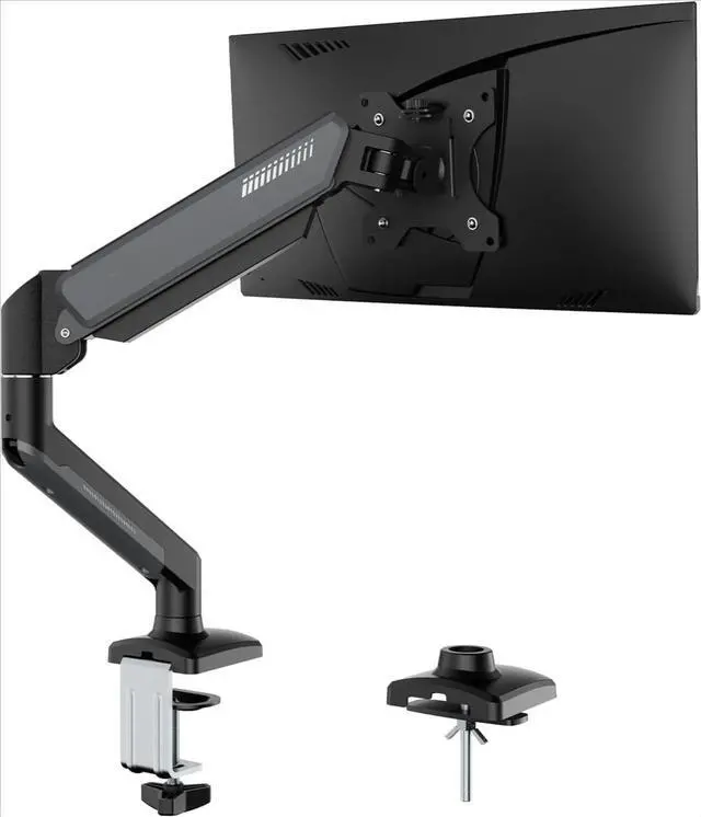 Main image of Single Monitor Mount Arm for 13-32" Up 22 lbs Screens | VESA 75x75/100x100 | Clamp/Grommet Base,180° Swivel, Tilt +90° to -45°, 360°Rotation