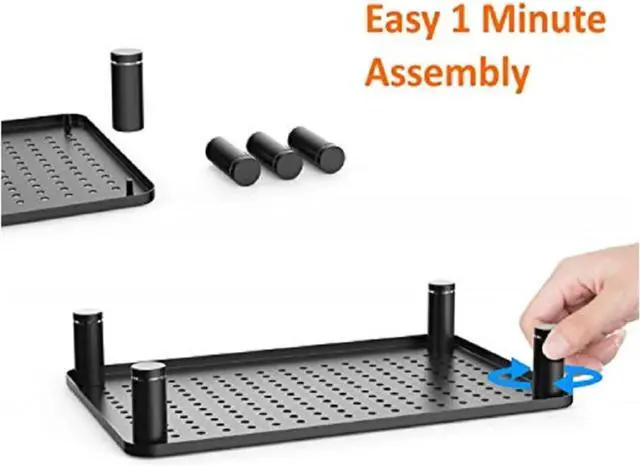 Alt view image 4 of 5 - 2-Pack Monitor Riser Laptop Stand, Adjustable Legs, Stackable, 14.5" x 9.25" x 3.25" Max Height, Matte Black Steel-Black.