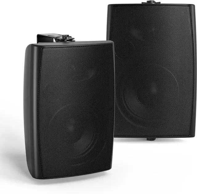 Main image of 4" Passive Outdoor Speakers Waterproof Wired, 200W Wall Mount Speakers with Superior Sound, for Patio/Deck/Backyard (Pair, Black)